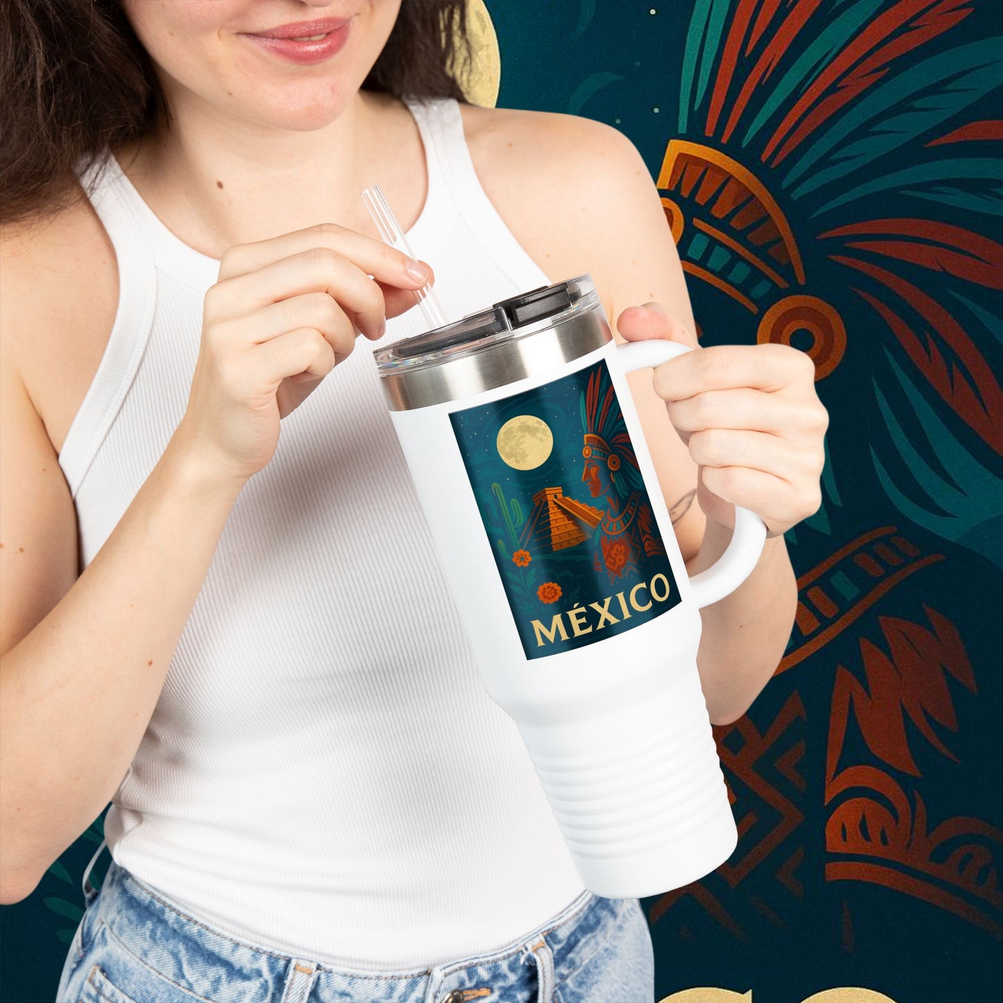 "taza de Viaje Aislada México: Tierra de Colores, Cultura y Corazón 🌵🎉🪅"