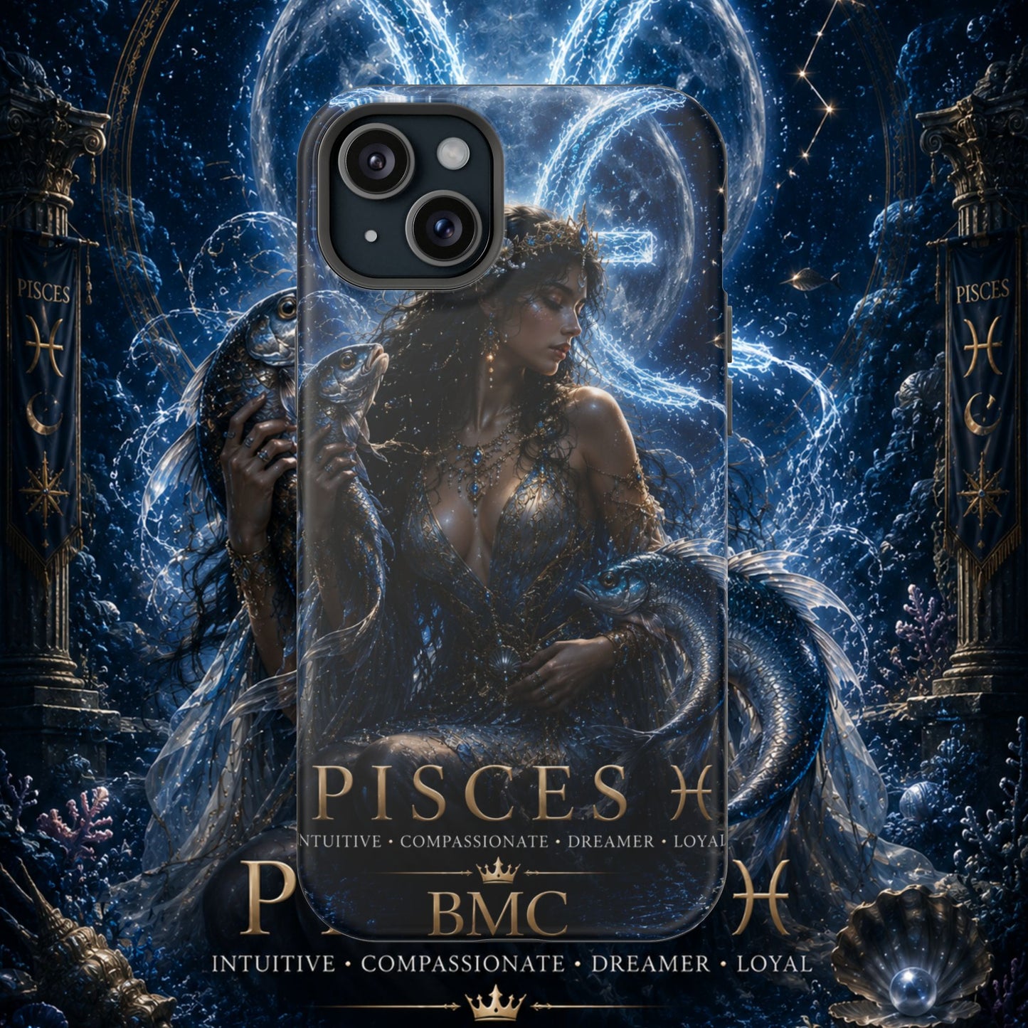 "Funda Magnética Reforzada Piscis M— La Guardiana de las Profundidades"