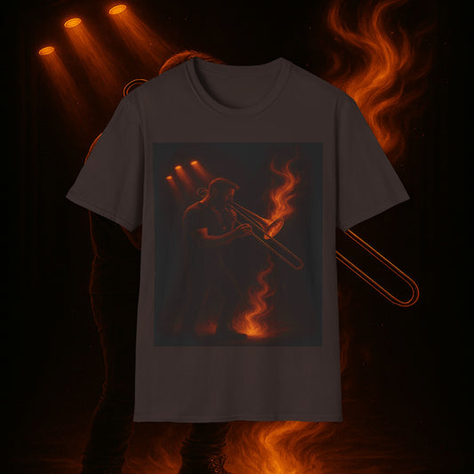 "Trombone T-shirt 🎷🔥Not all fires make noise... some touch the soul.” 🔥🎷