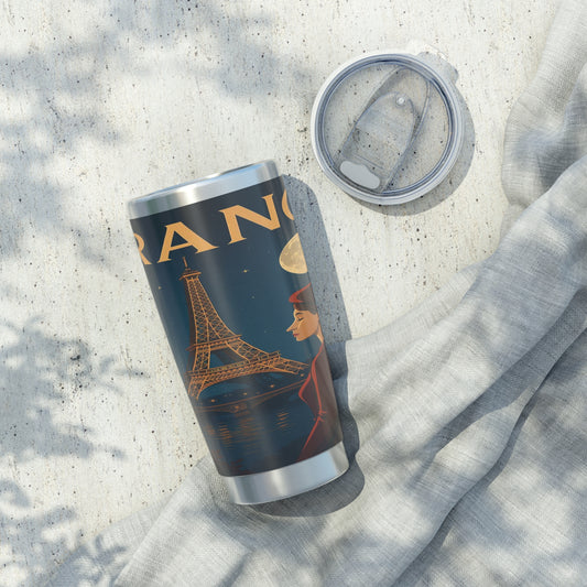 "Vaso Térmico Vagabond 20oz Francia: Romance bajo la Luna 🌙🗼✨"