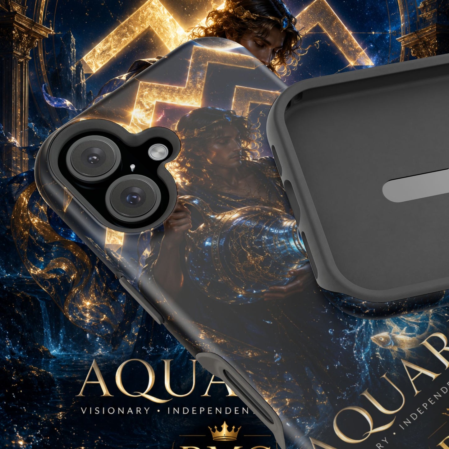 "Funda Magnética Reforzada♒ ACUARIO – El Visionario del Cielo y el Agua"
