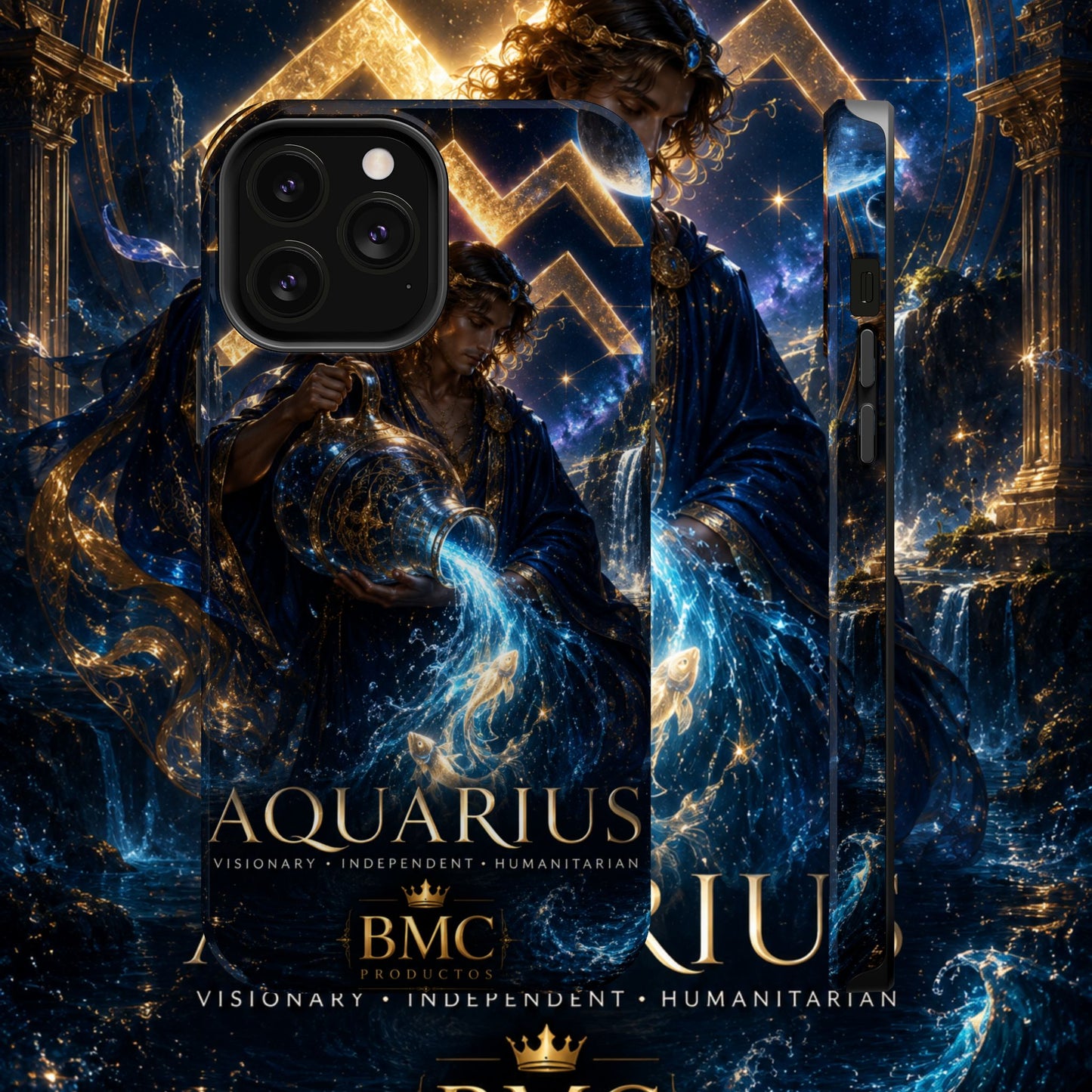 "Funda Magnética Reforzada♒ ACUARIO – El Visionario del Cielo y el Agua"