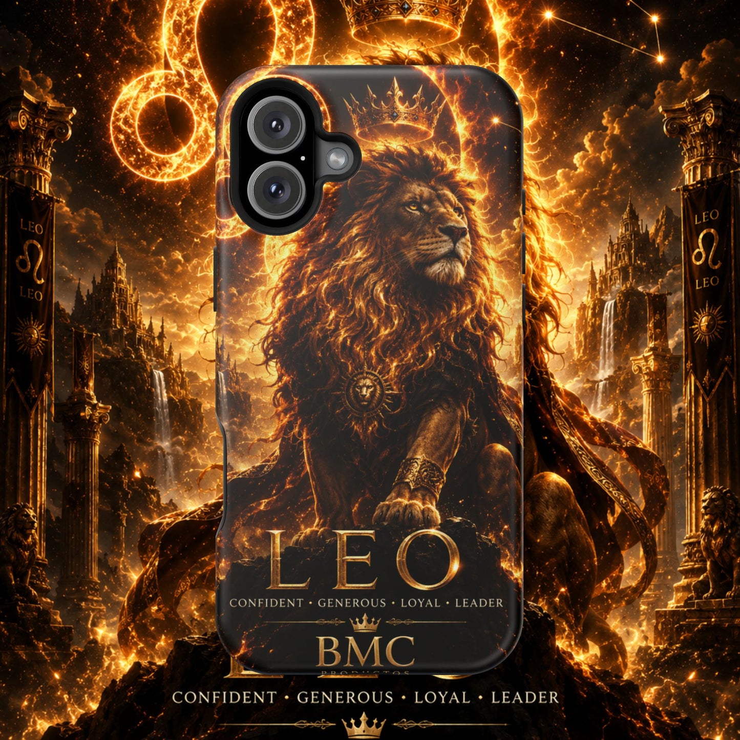 "Funda Magnética Reforzada ♌ Leo — Soberano del fuego eterno"