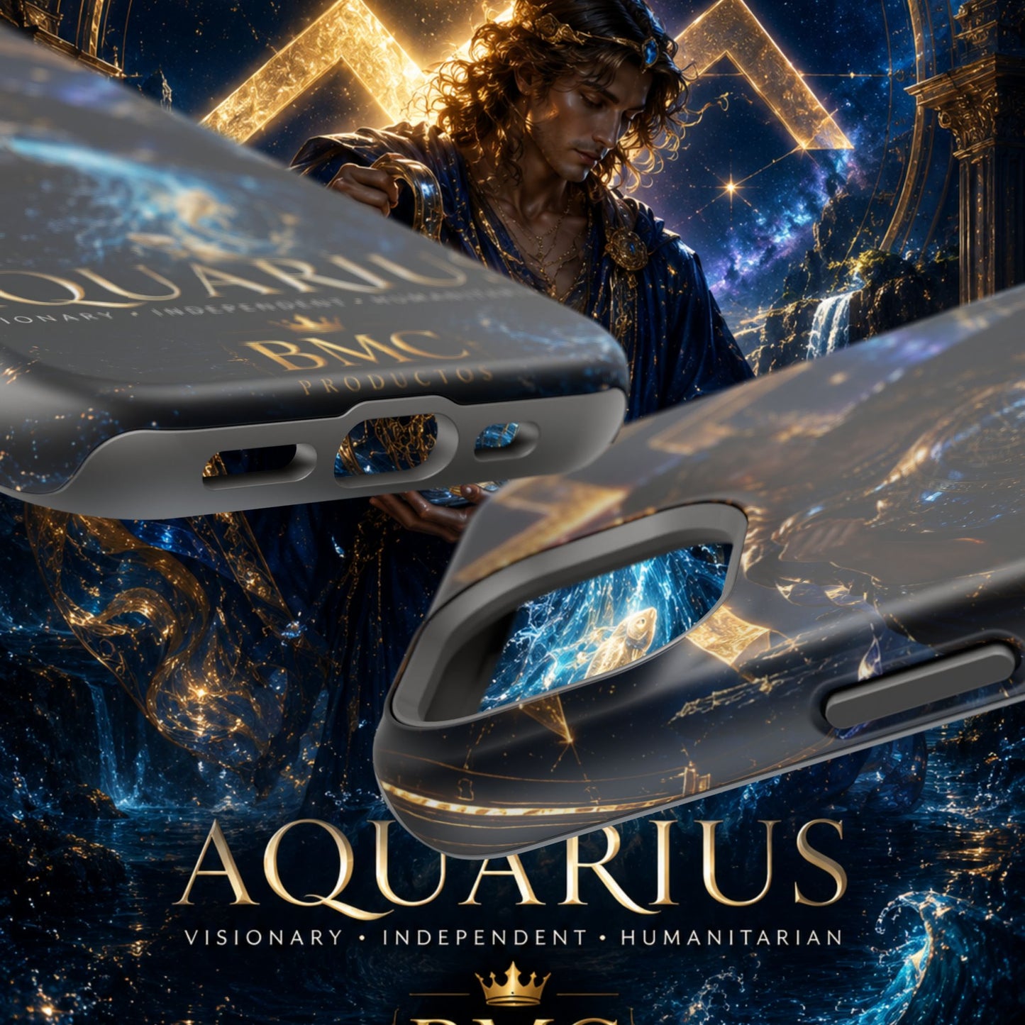 "Funda Magnética Reforzada♒ ACUARIO – El Visionario del Cielo y el Agua"