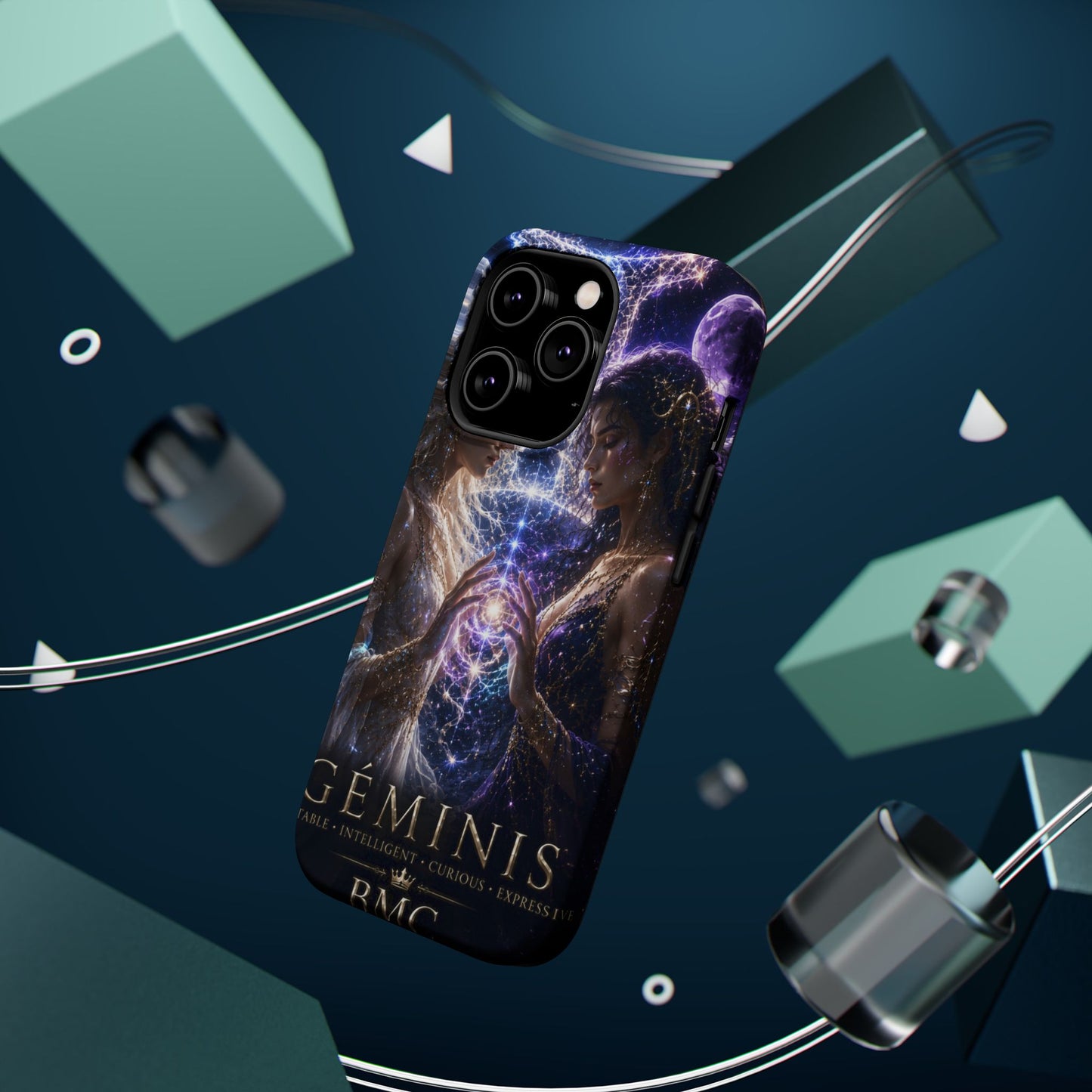 "Funda Magnética Reforzada♊ Géminis M— Reflejo del alma dividida"