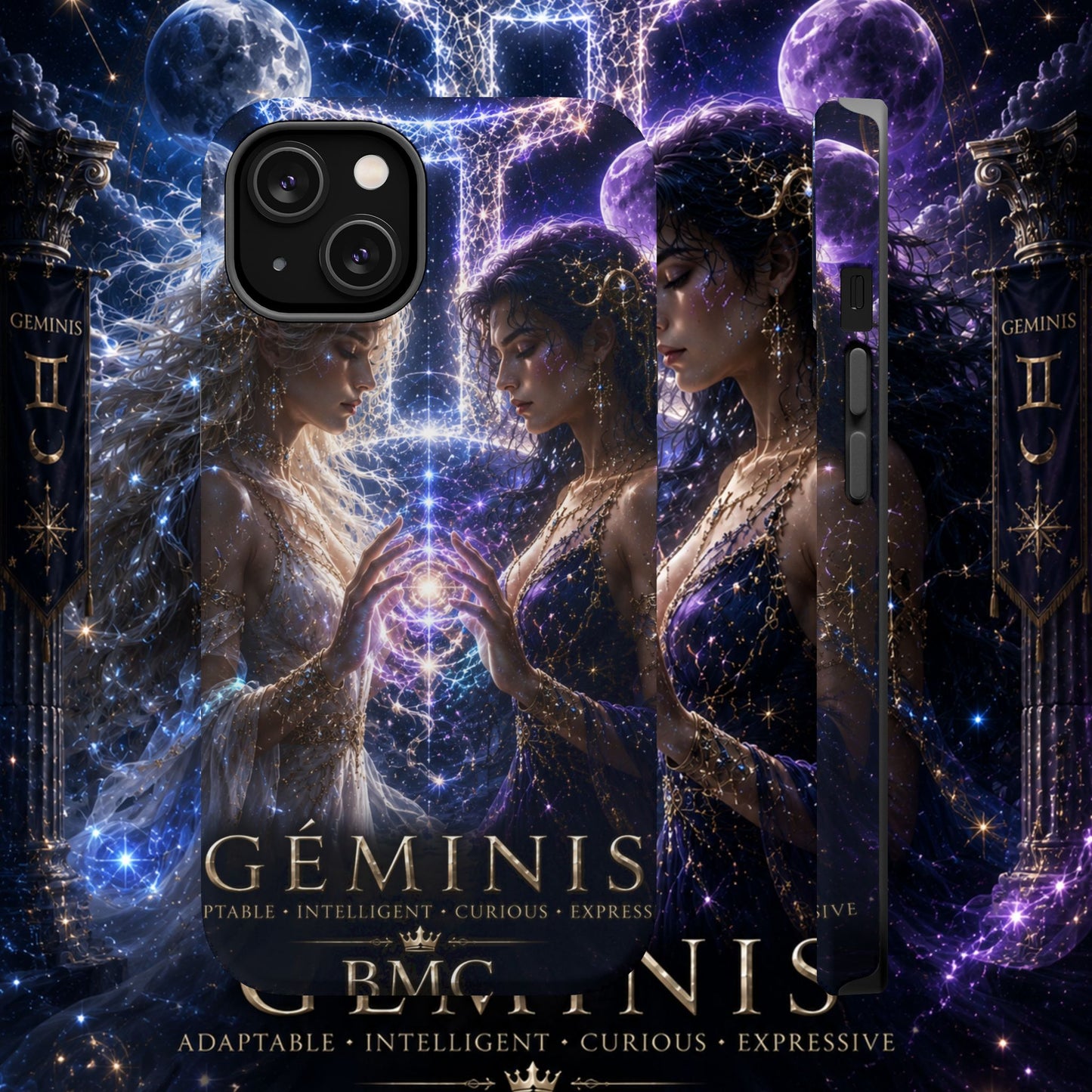 "Funda Magnética Reforzada♊ Géminis M— Reflejo del alma dividida"