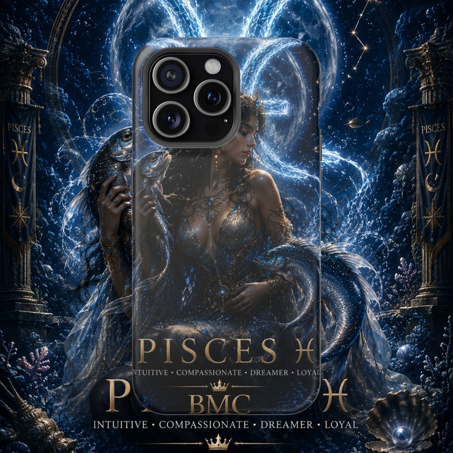 "Funda Magnética Reforzada Piscis M— La Guardiana de las Profundidades"