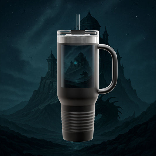 "Taza de viaje aislada 🏛️Fortaleza del Olvido"