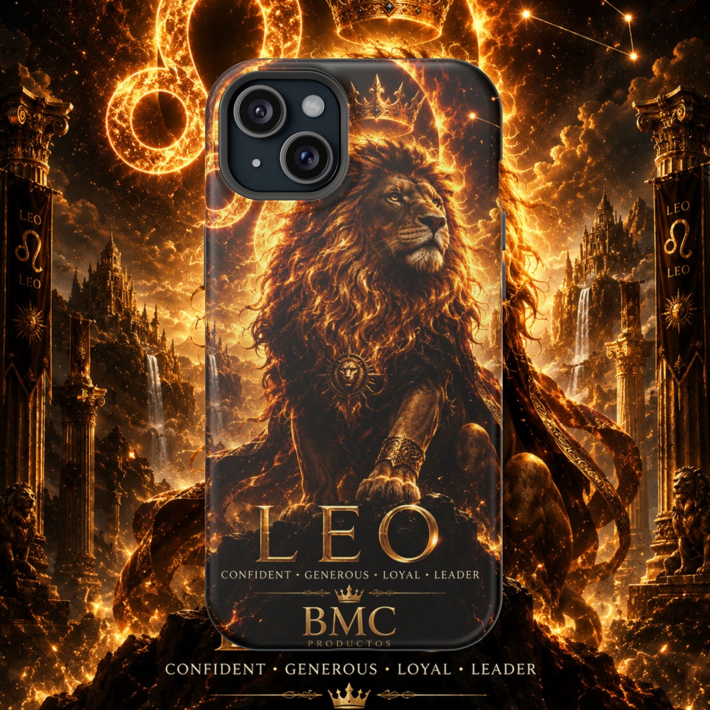 "Funda Magnética Reforzada ♌ Leo — Soberano del fuego eterno"