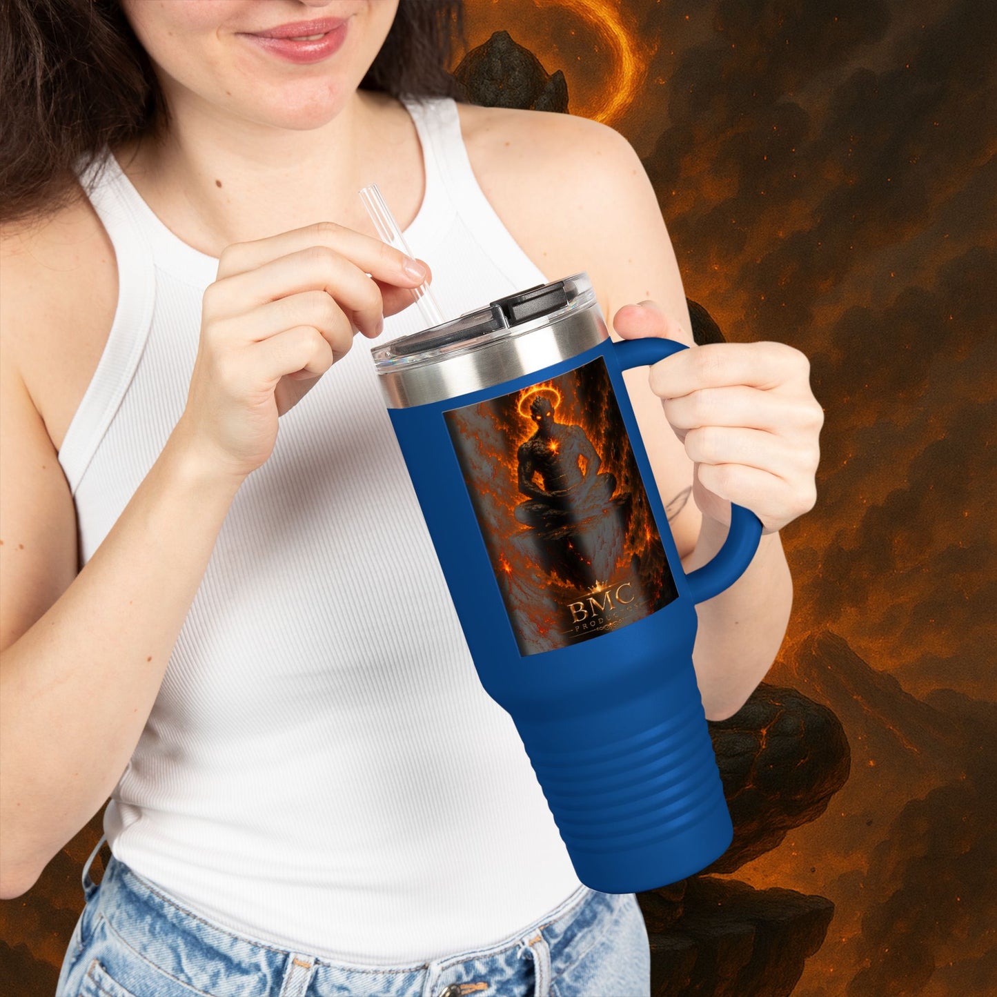"Taza de viaje aislada Ignarh –🔥el Guardián del Silencio"