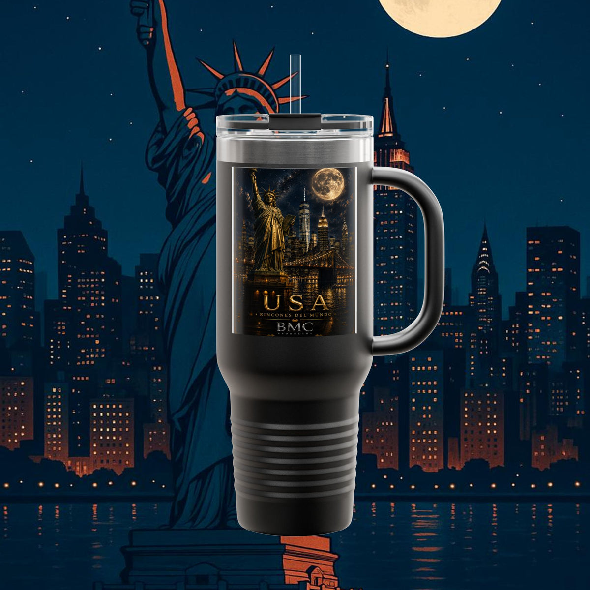 "taza de Viaje Aislada Estados Unidos: Sueños, Libertad y Grandes Horizontes 🗽🏜️🌆"