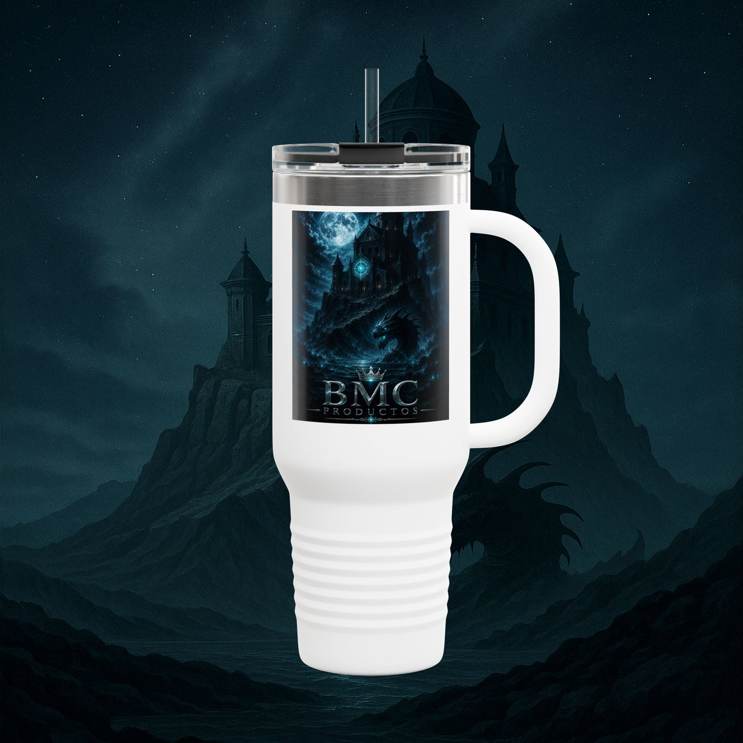 "Taza de viaje aislada 🏛️Fortaleza del Olvido"