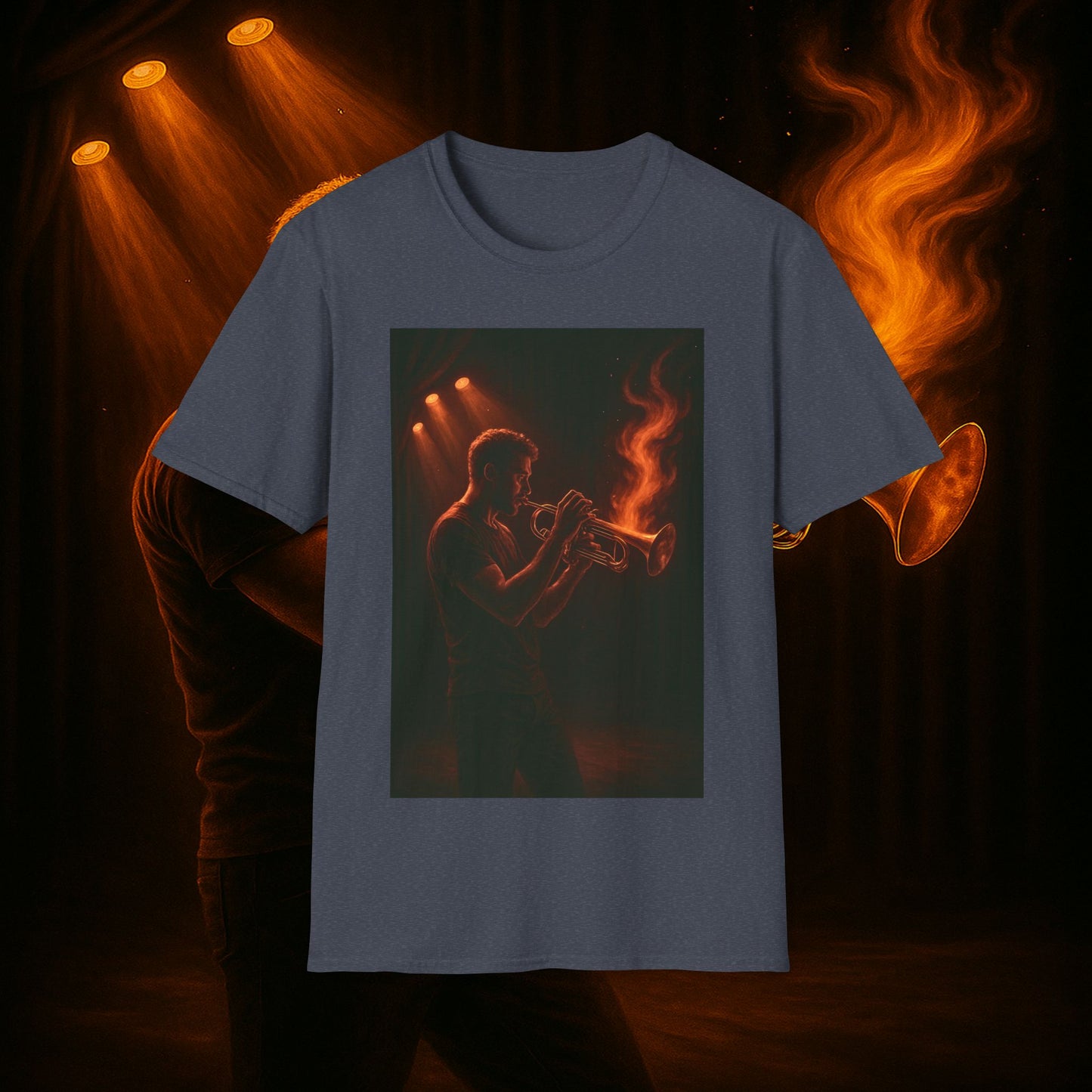 "Camiseta trompeta 🎺🔥Donde hay fuego, hay música.”