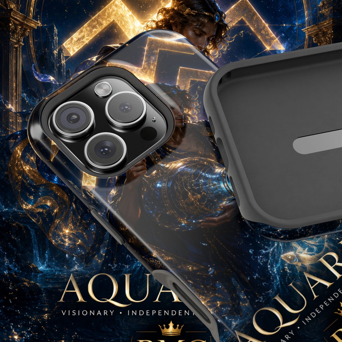 "Funda Magnética Reforzada♒ ACUARIO – El Visionario del Cielo y el Agua"