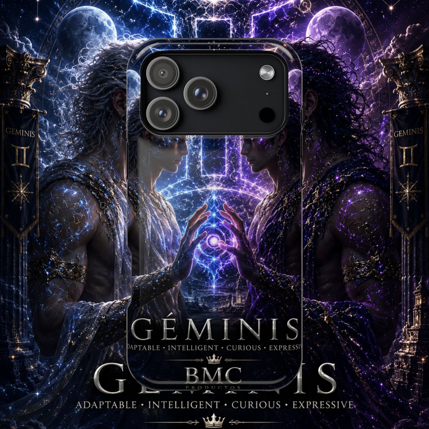 "Funda Magnética Reforzada♊ Géminis — Reflejo del alma dividida"