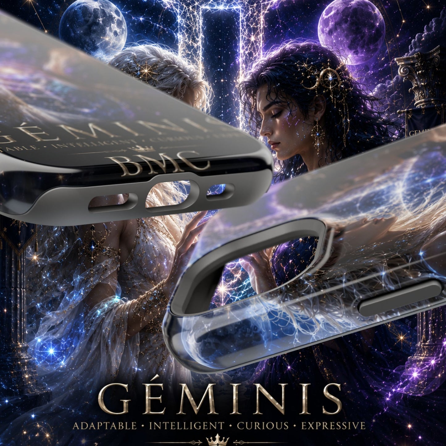 "Funda Magnética Reforzada♊ Géminis M— Reflejo del alma dividida"