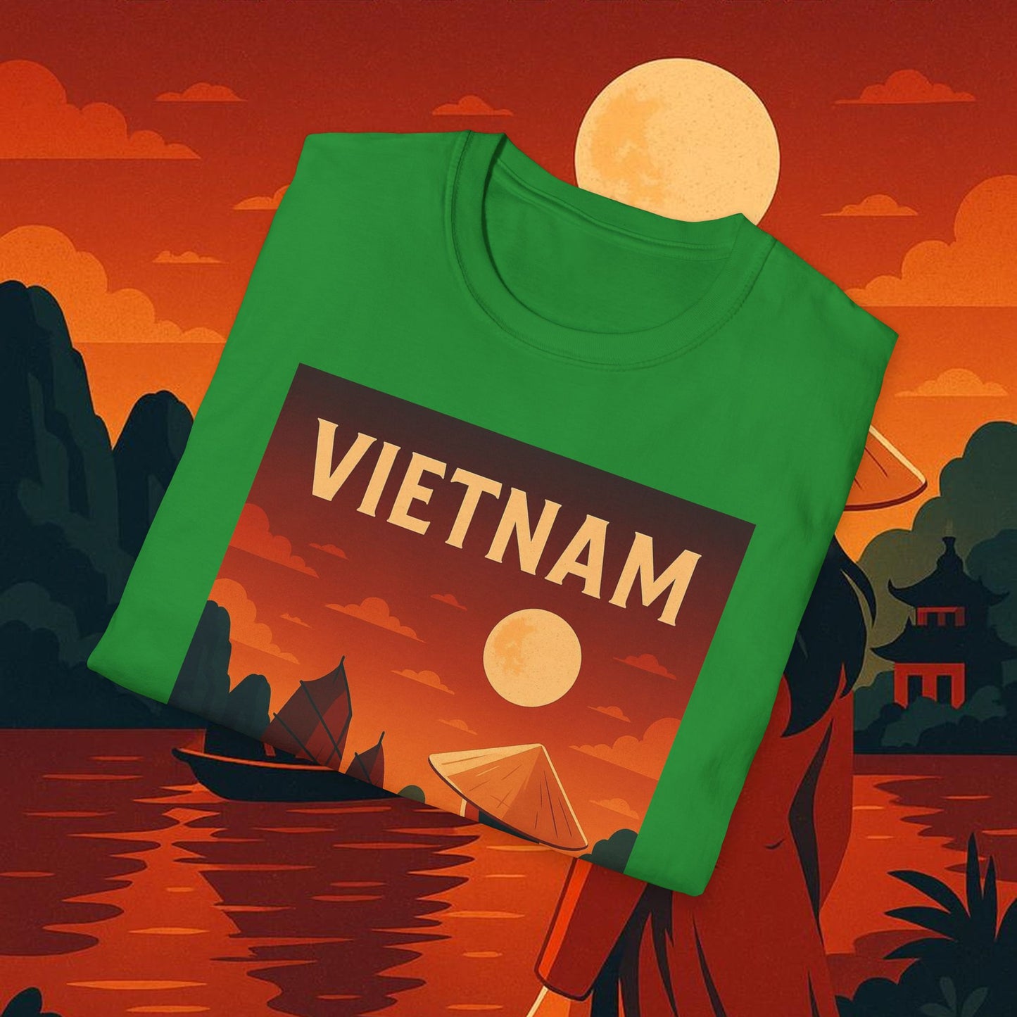 "Camiseta  Vietnam: Tradición, Naturaleza y Leyendas Ancestrales 🎋🏯🐉"