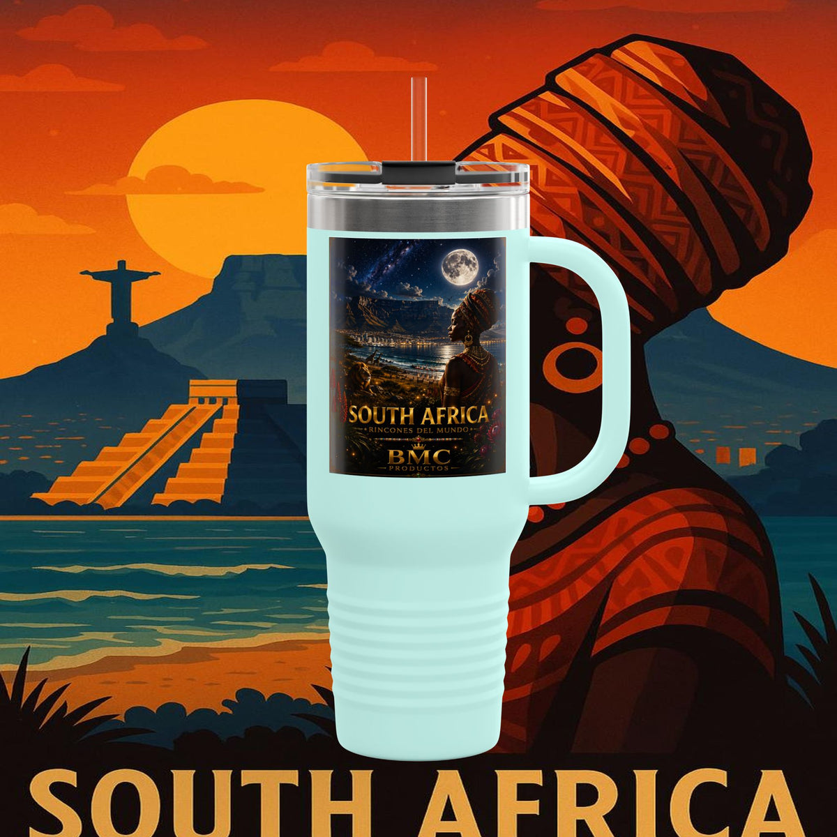 "taza de Viaje Aislada Sudáfrica 🌍 – Un mundo de aventuras y diversidad"