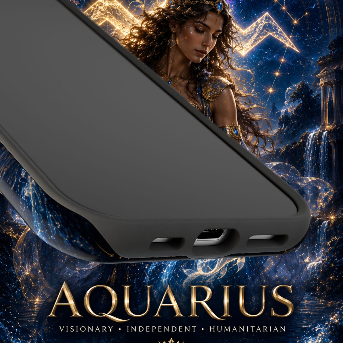 "Funda Magnética Reforzada♒ ACUARIO M– La Visionaria del Cielo y el Agua"