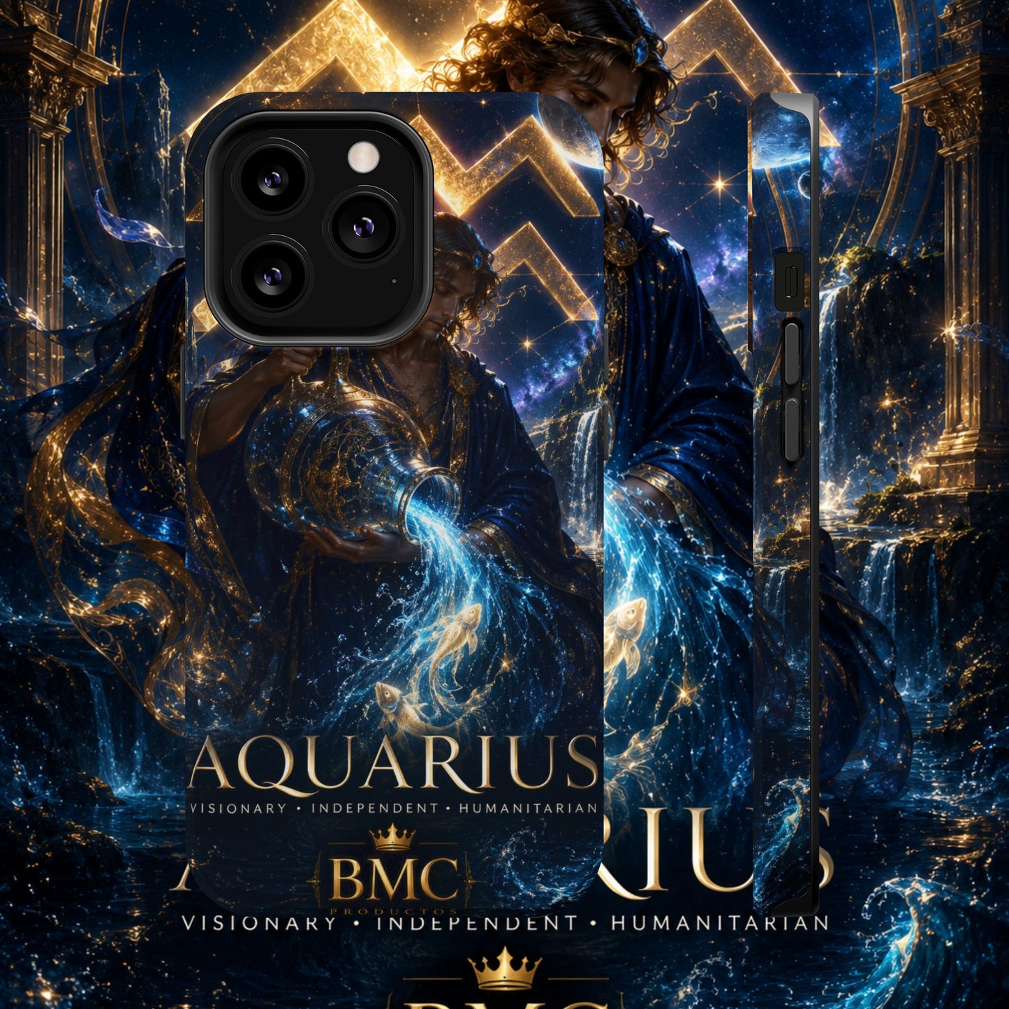 "Funda Magnética Reforzada♒ ACUARIO – El Visionario del Cielo y el Agua"