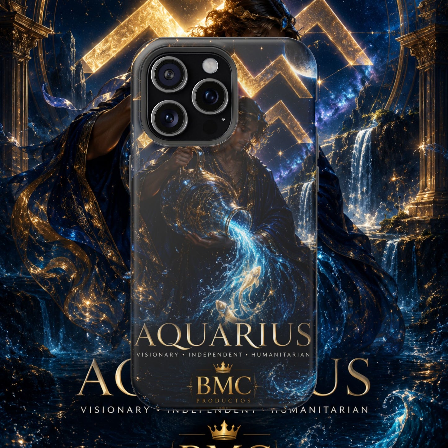 "Funda Magnética Reforzada♒ ACUARIO – El Visionario del Cielo y el Agua"