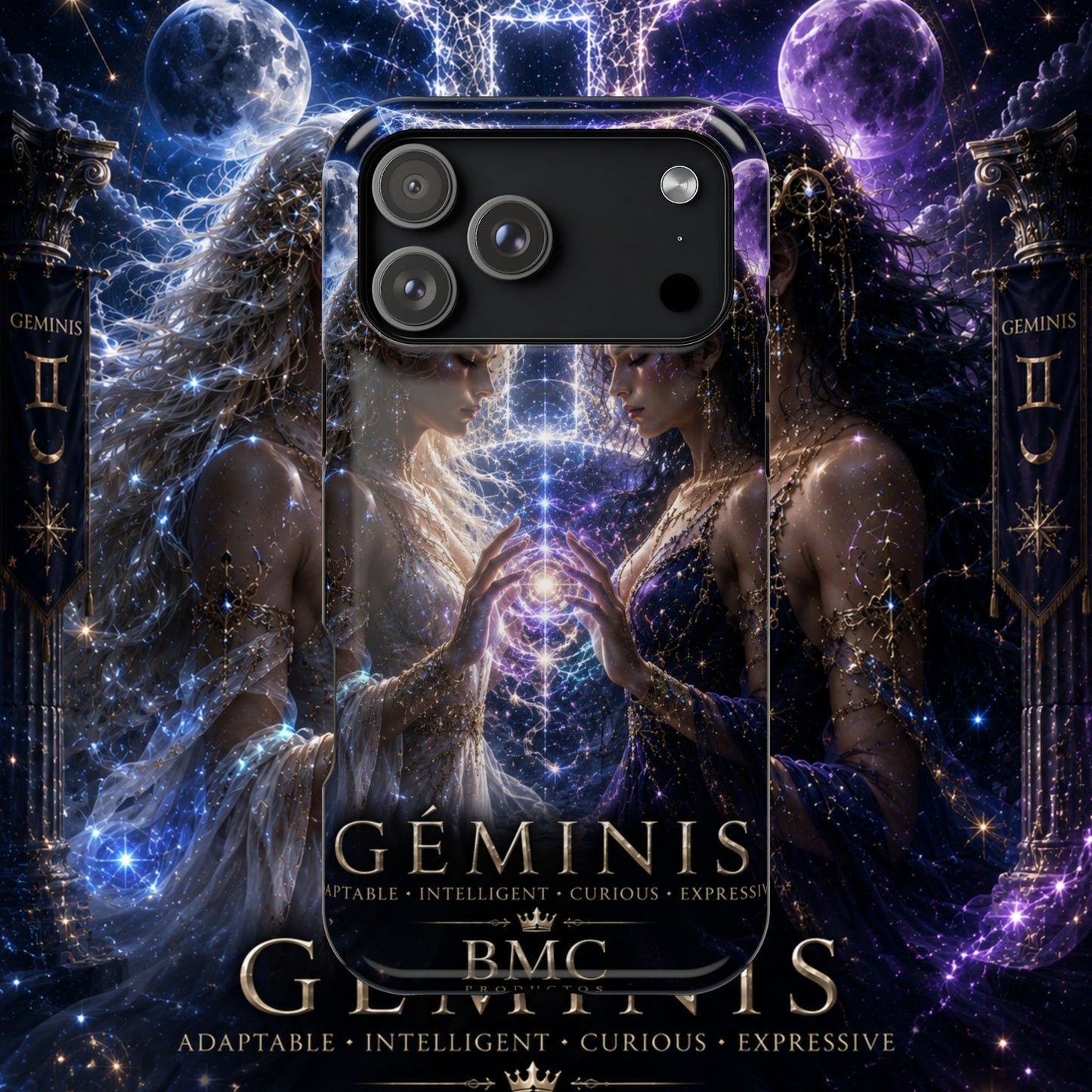 "Funda Magnética Reforzada♊ Géminis M— Reflejo del alma dividida"