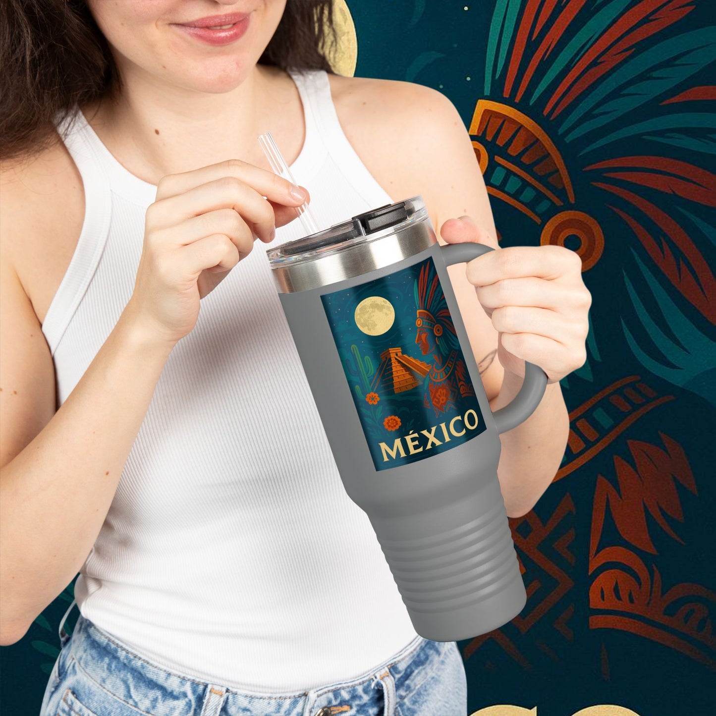 "taza de Viaje Aislada México: Tierra de Colores, Cultura y Corazón 🌵🎉🪅"