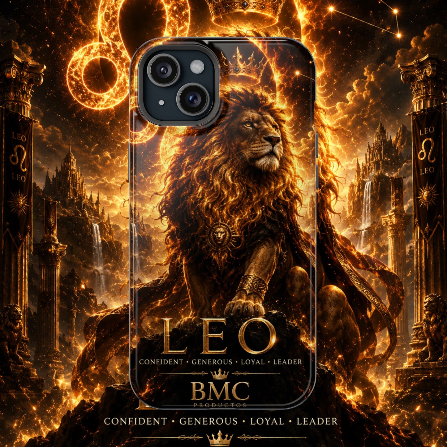 "Funda Magnética Reforzada ♌ Leo — Soberano del fuego eterno"