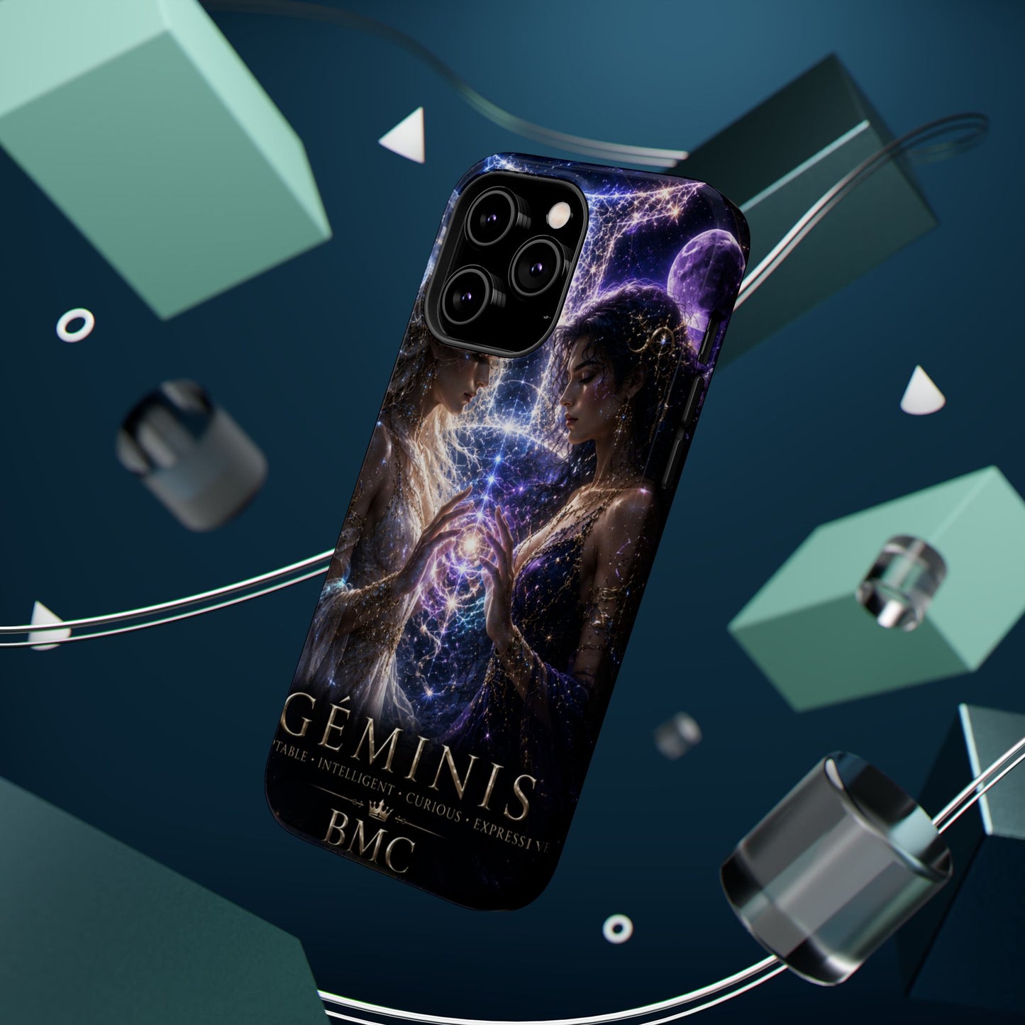 "Funda Magnética Reforzada♊ Géminis M— Reflejo del alma dividida"