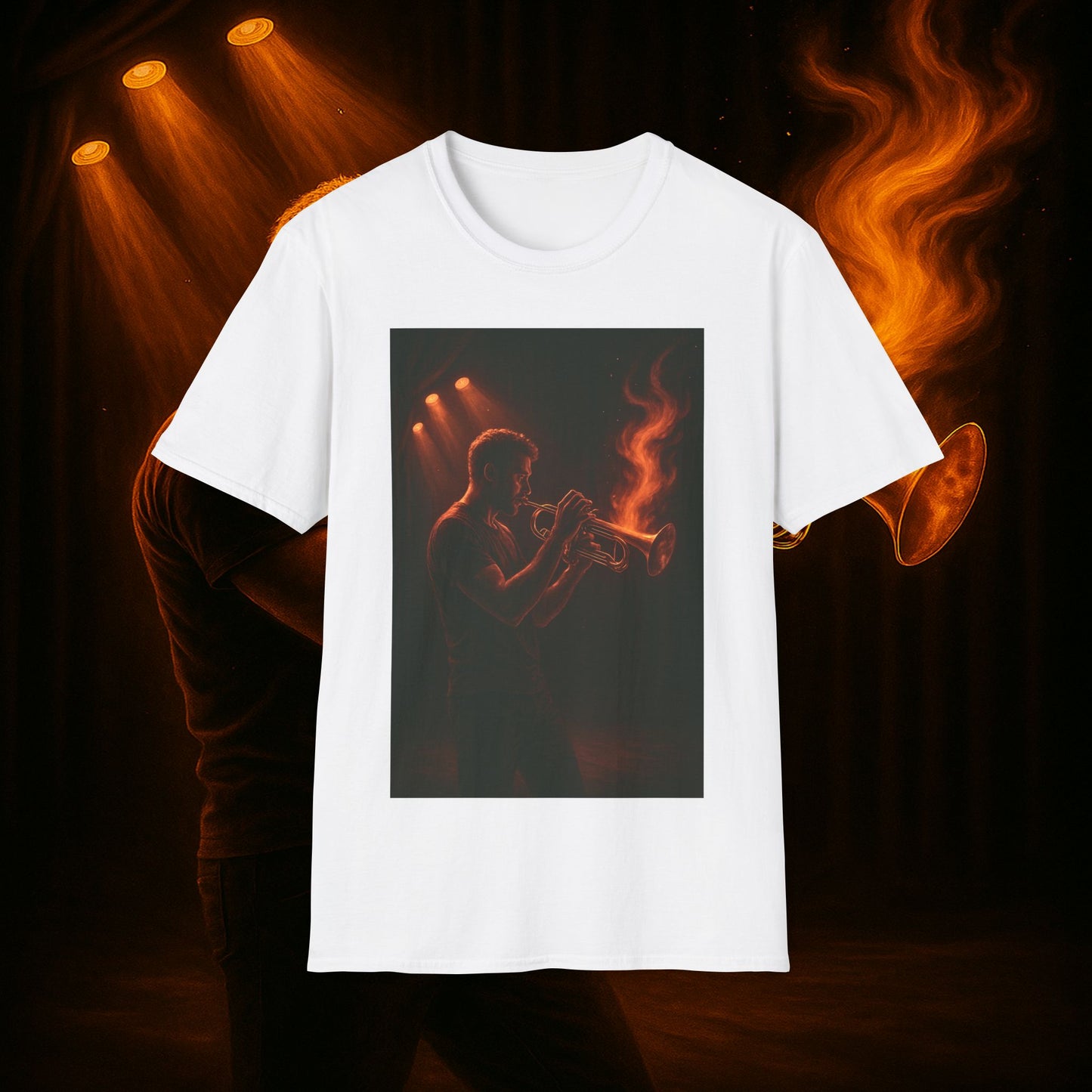 "Camiseta trompeta 🎺🔥Donde hay fuego, hay música.”