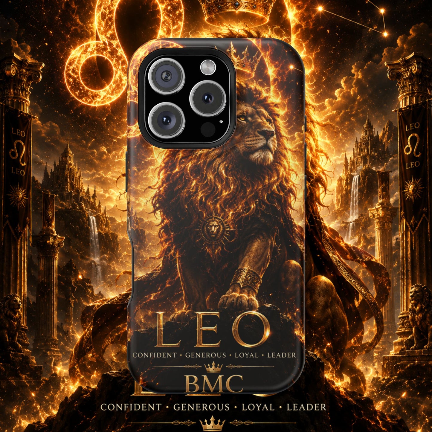 "Funda Magnética Reforzada ♌ Leo — Soberano del fuego eterno"