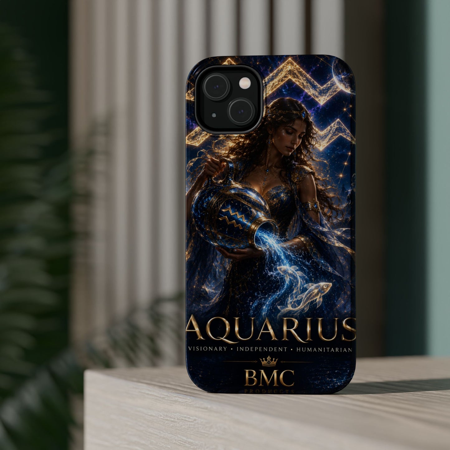 "Funda Magnética Reforzada♒ ACUARIO M– La Visionaria del Cielo y el Agua"