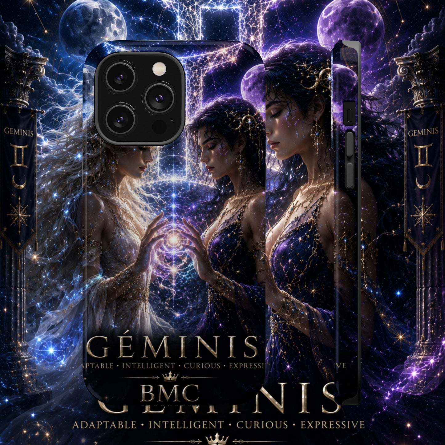 "Funda Magnética Reforzada♊ Géminis M— Reflejo del alma dividida"