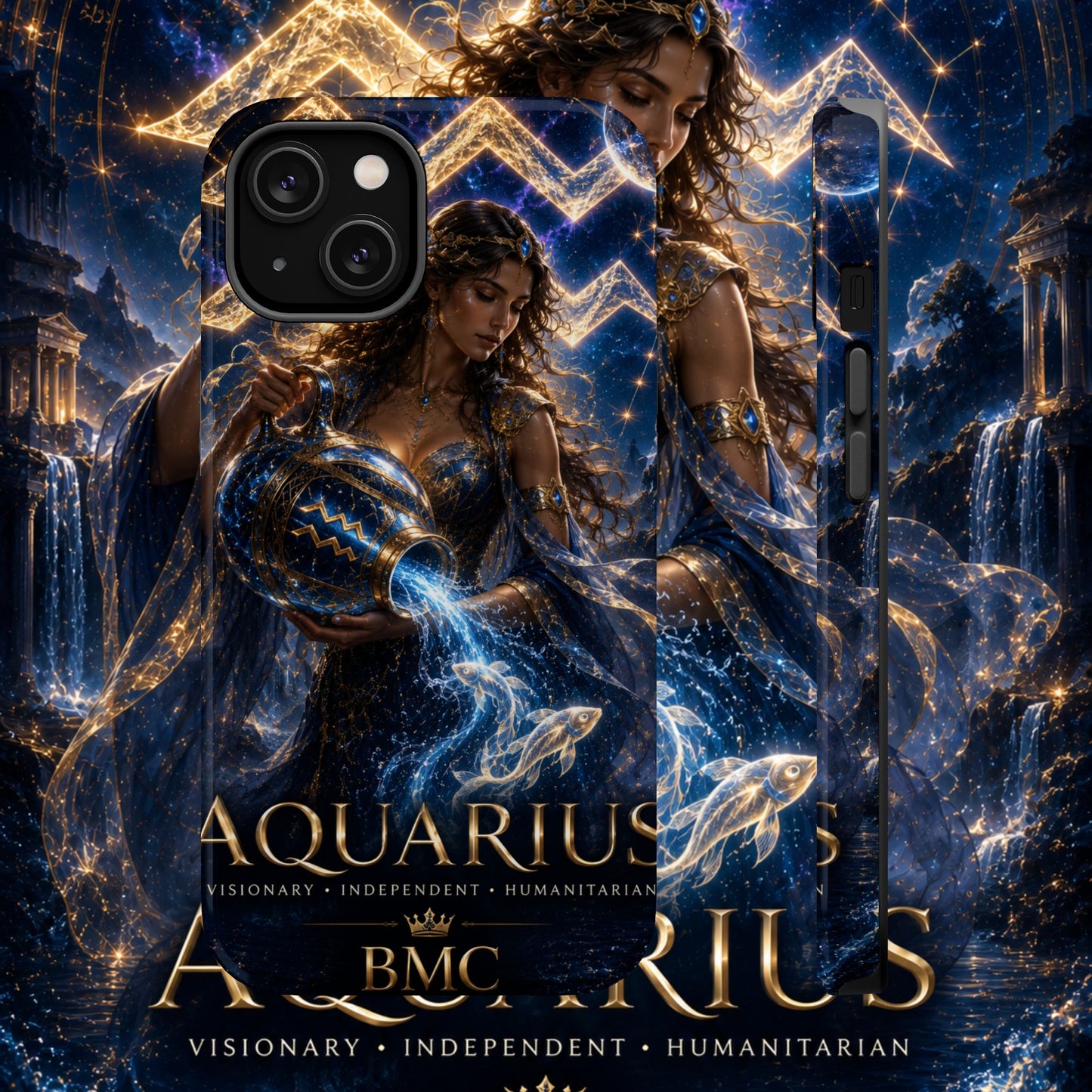 "Funda Magnética Reforzada♒ ACUARIO M– La Visionaria del Cielo y el Agua"