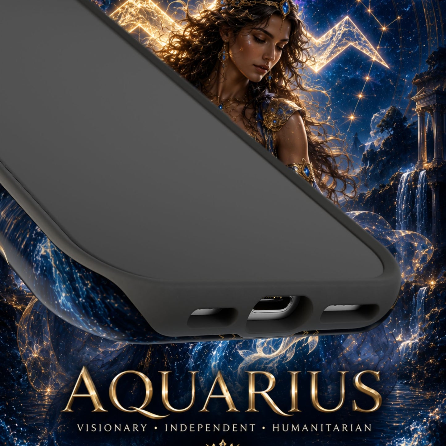 "Funda Magnética Reforzada♒ ACUARIO M– La Visionaria del Cielo y el Agua"