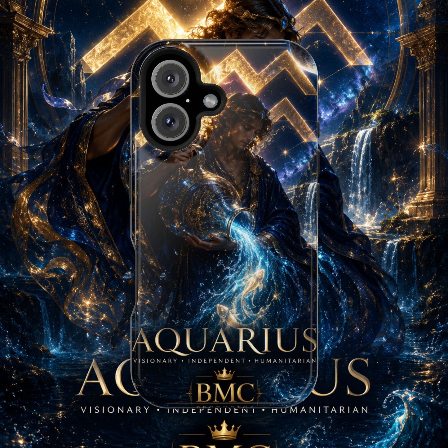 "Funda Magnética Reforzada♒ ACUARIO – El Visionario del Cielo y el Agua"