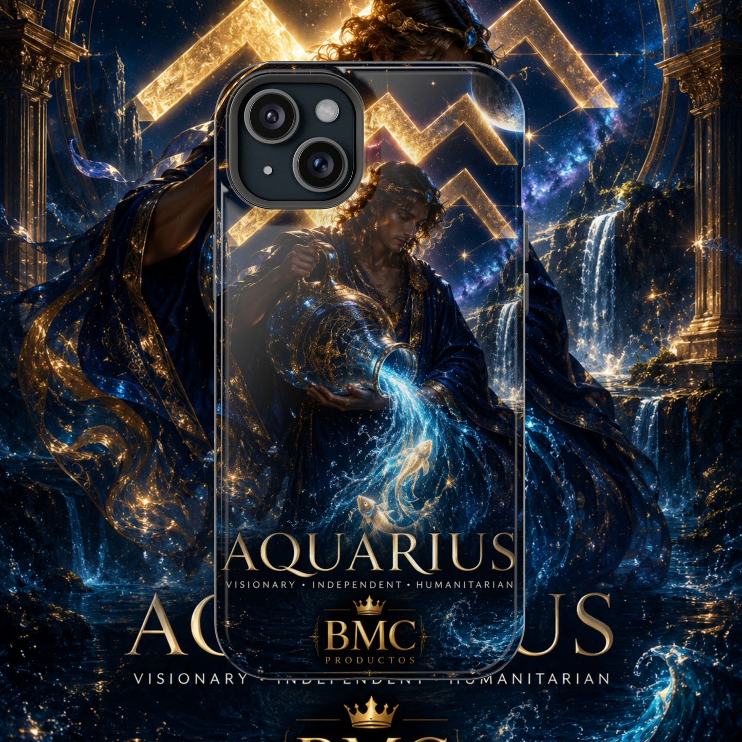 "Funda Magnética Reforzada♒ ACUARIO – El Visionario del Cielo y el Agua"
