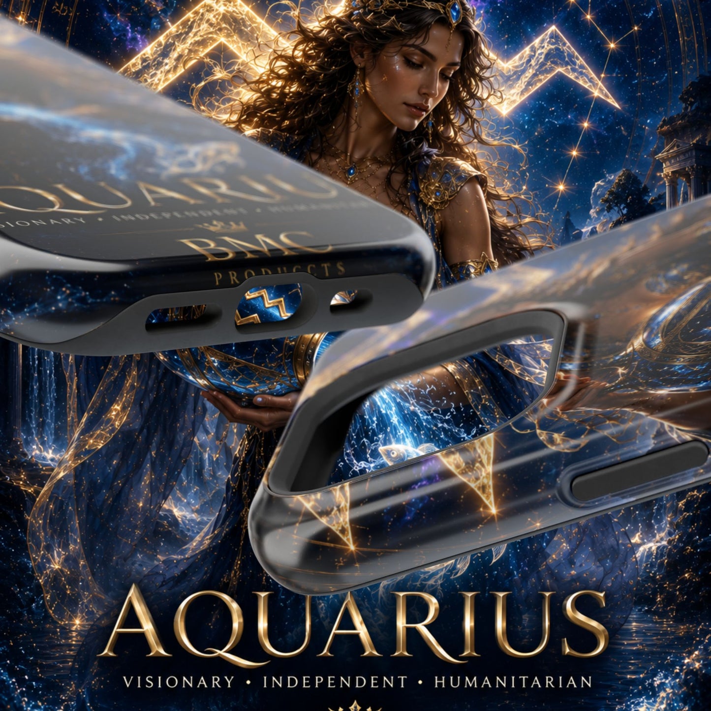 "Funda Magnética Reforzada♒ ACUARIO M– La Visionaria del Cielo y el Agua"