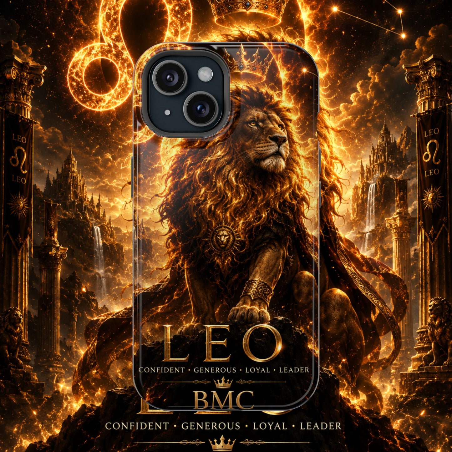 "Funda Magnética Reforzada ♌ Leo — Soberano del fuego eterno"