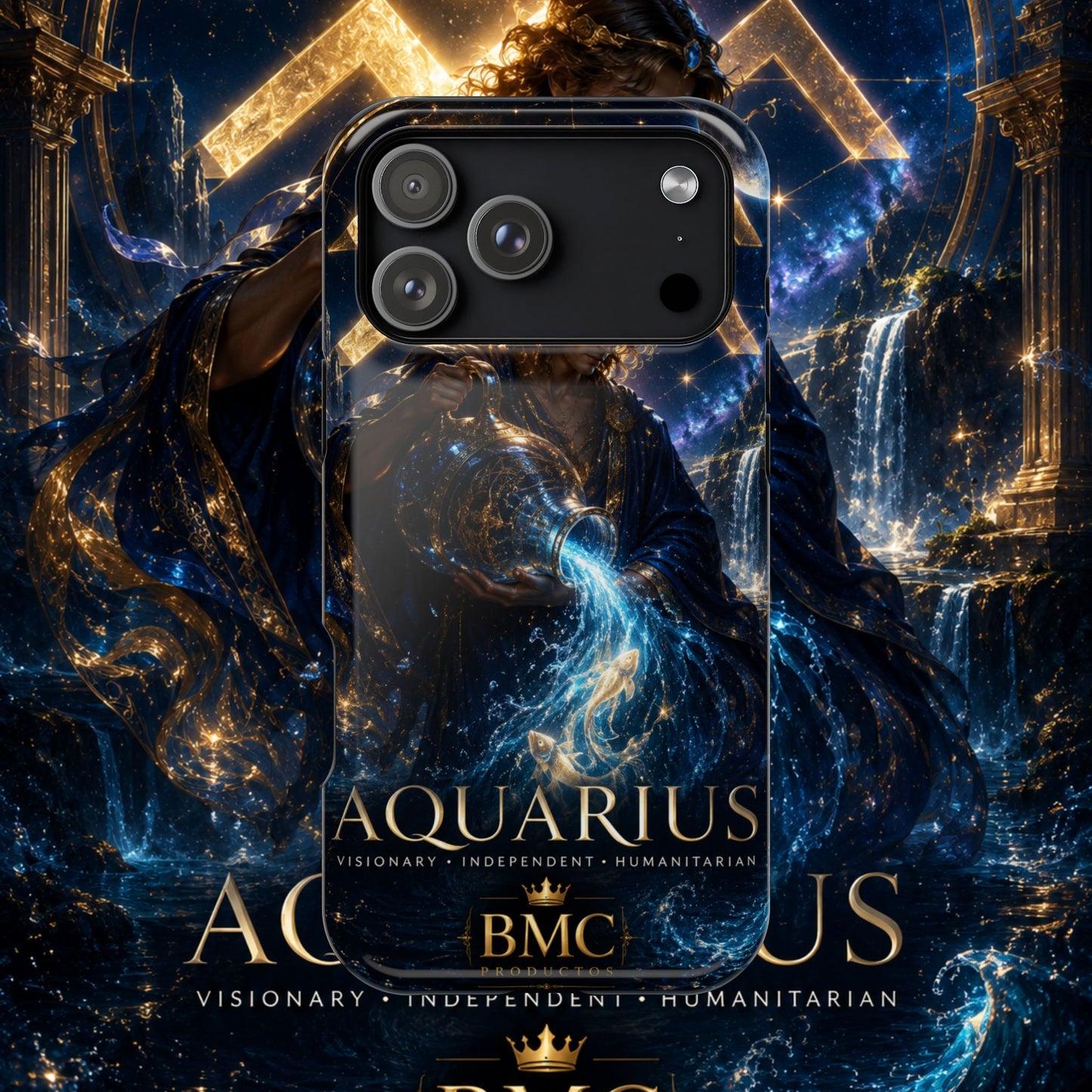 "Funda Magnética Reforzada♒ ACUARIO – El Visionario del Cielo y el Agua"