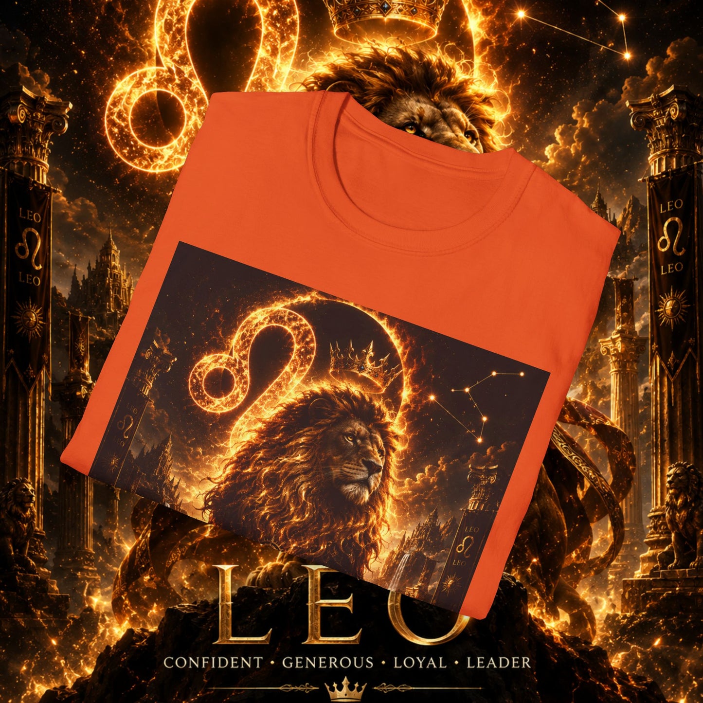 "Camiseta ♌ Leo — Soberano del fuego eterno"