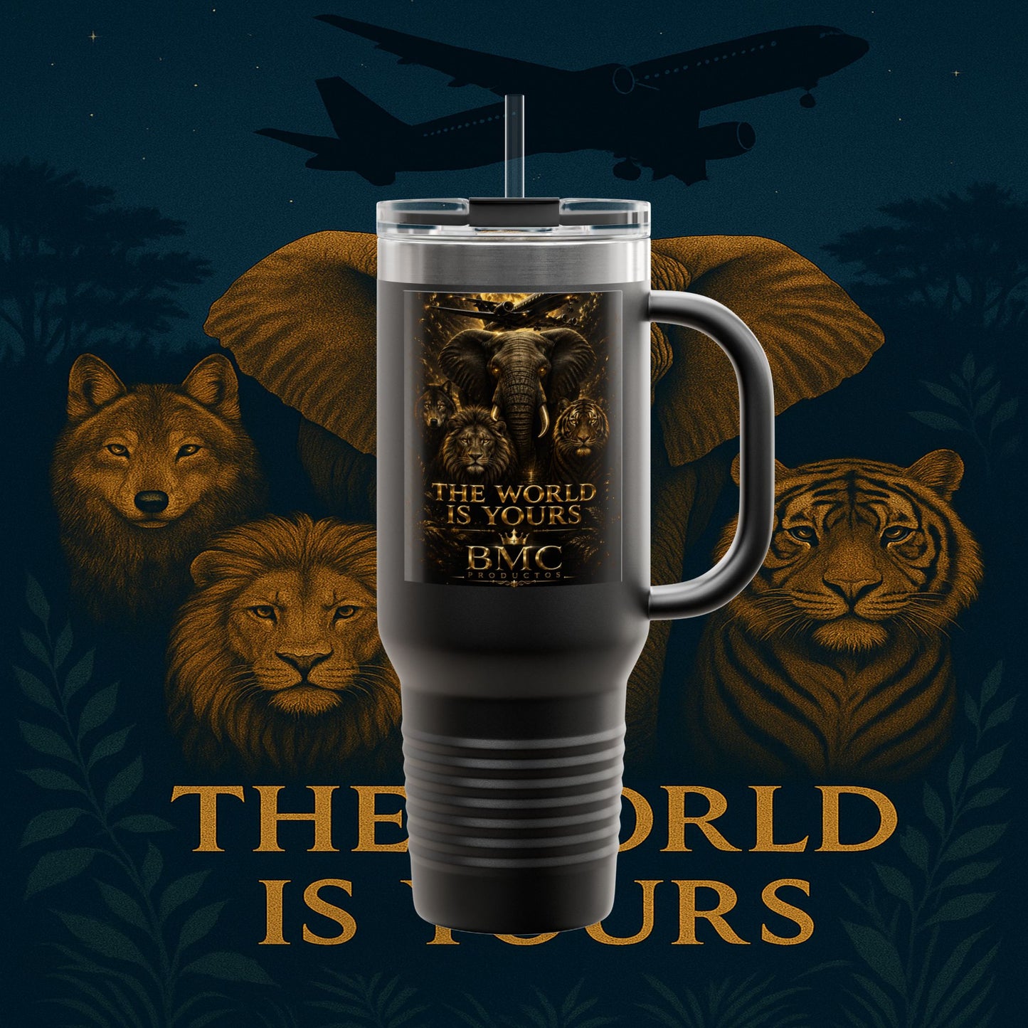 "Taza de viaje aislada El mundo es tuyo"🌍✨