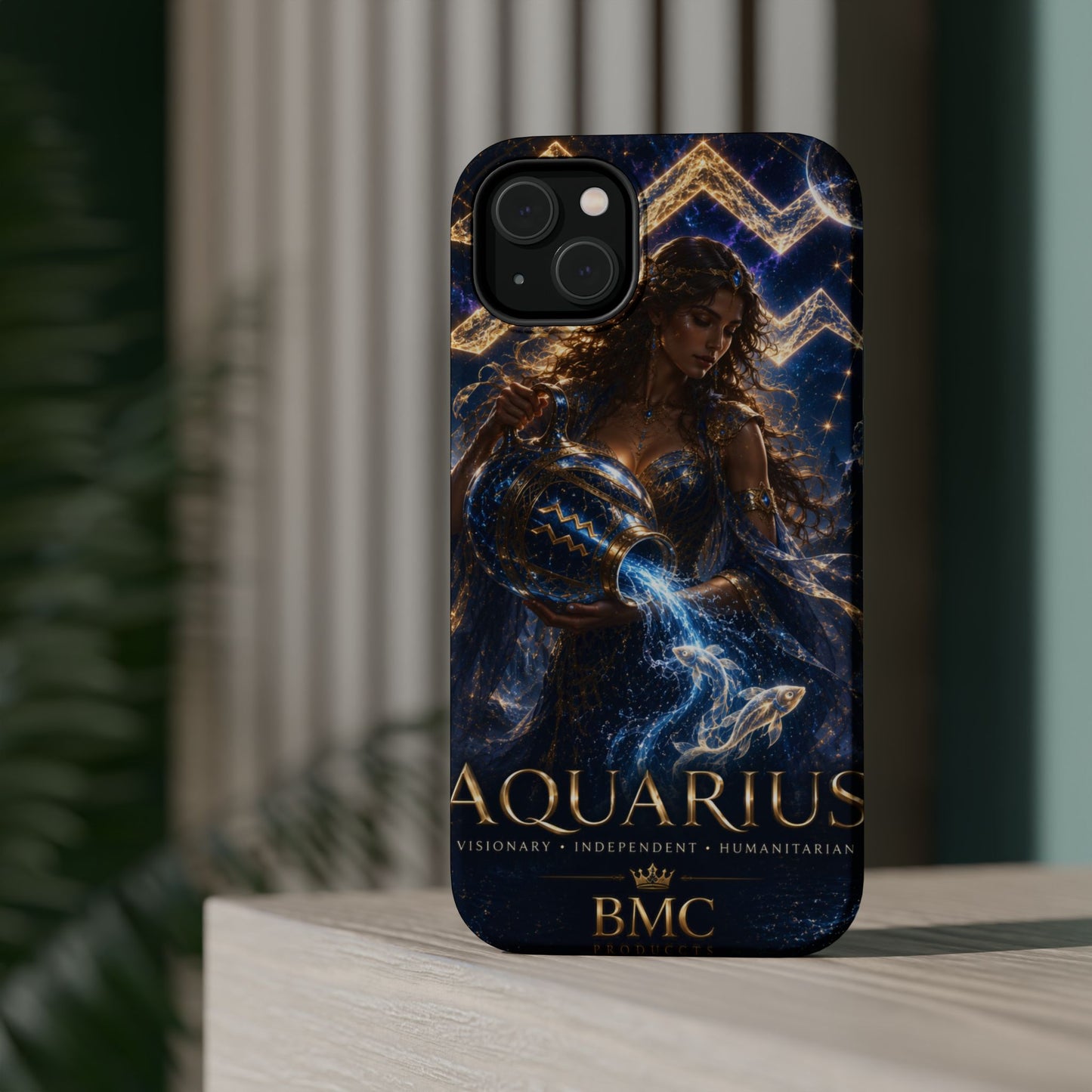 "Funda Magnética Reforzada♒ ACUARIO M– La Visionaria del Cielo y el Agua"