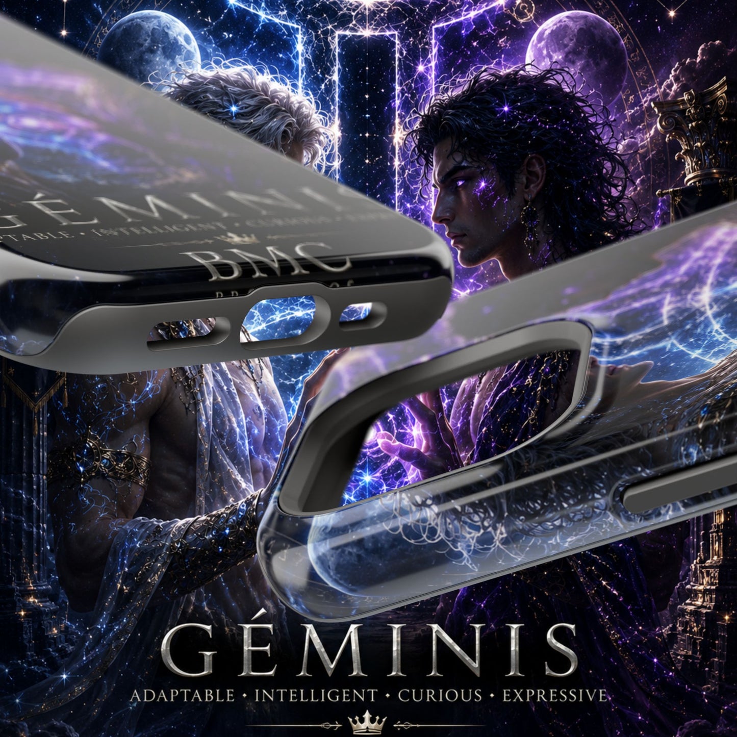"Funda Magnética Reforzada♊ Géminis — Reflejo del alma dividida"
