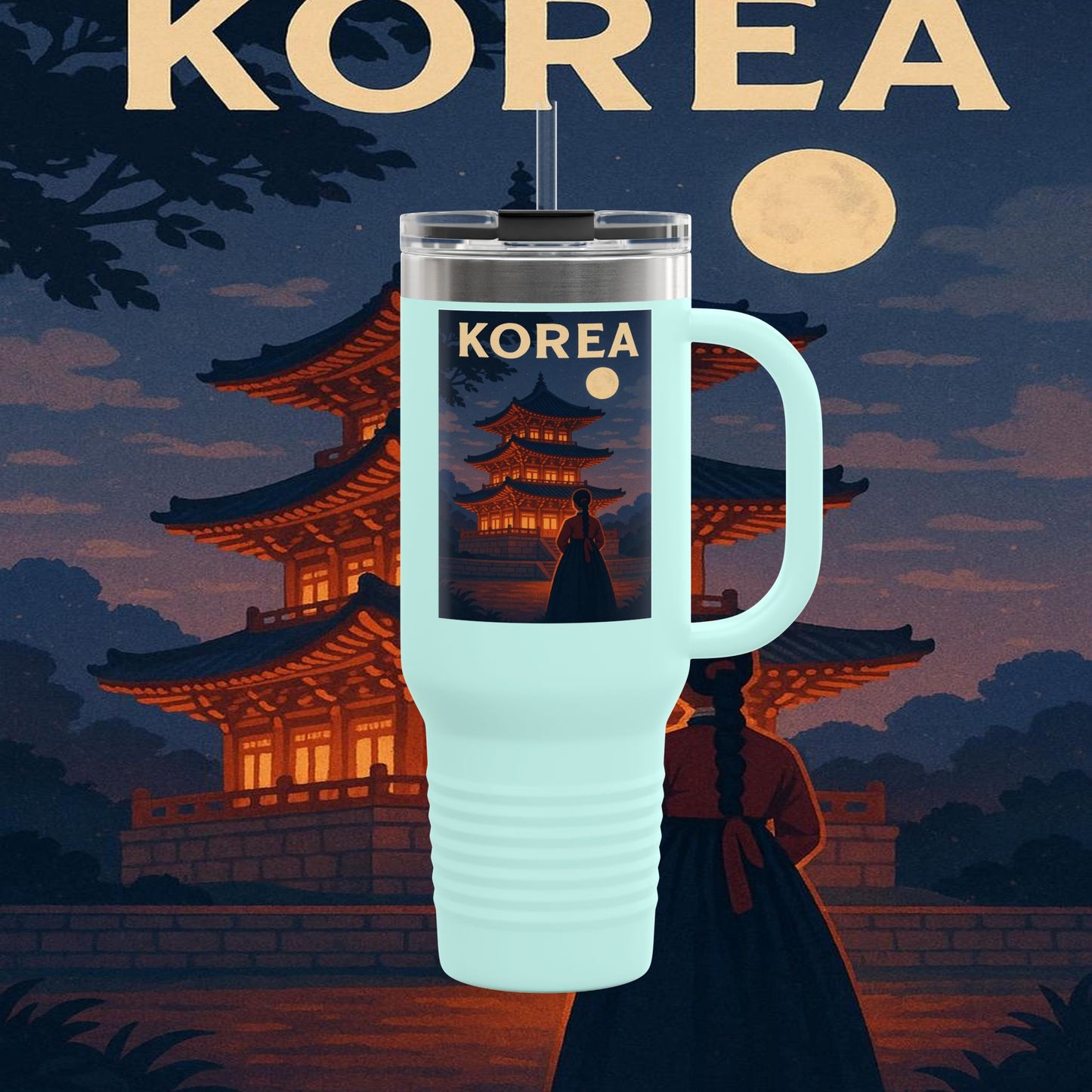 "Korean Insulated Travel Mug 🌸 – Ancient tradition and vibrant modernity"