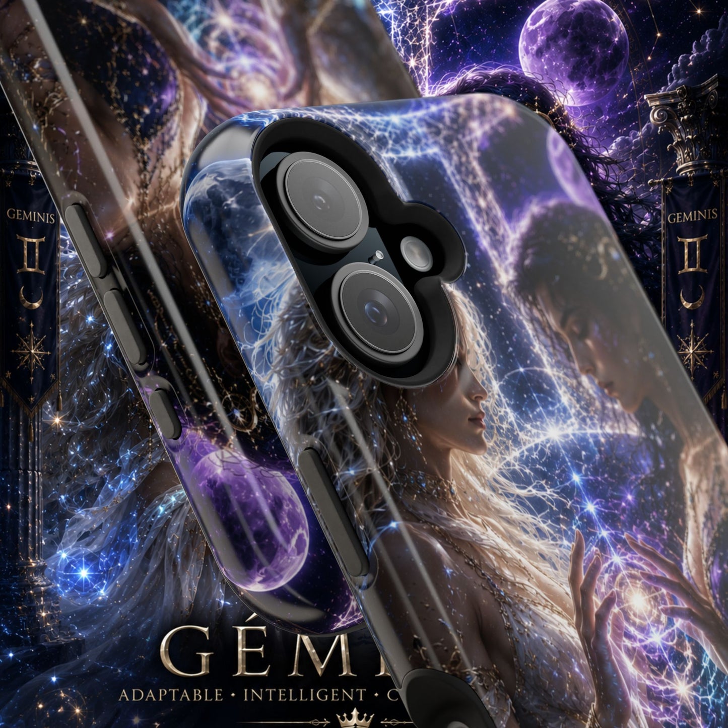 "Funda Magnética Reforzada♊ Géminis M— Reflejo del alma dividida"