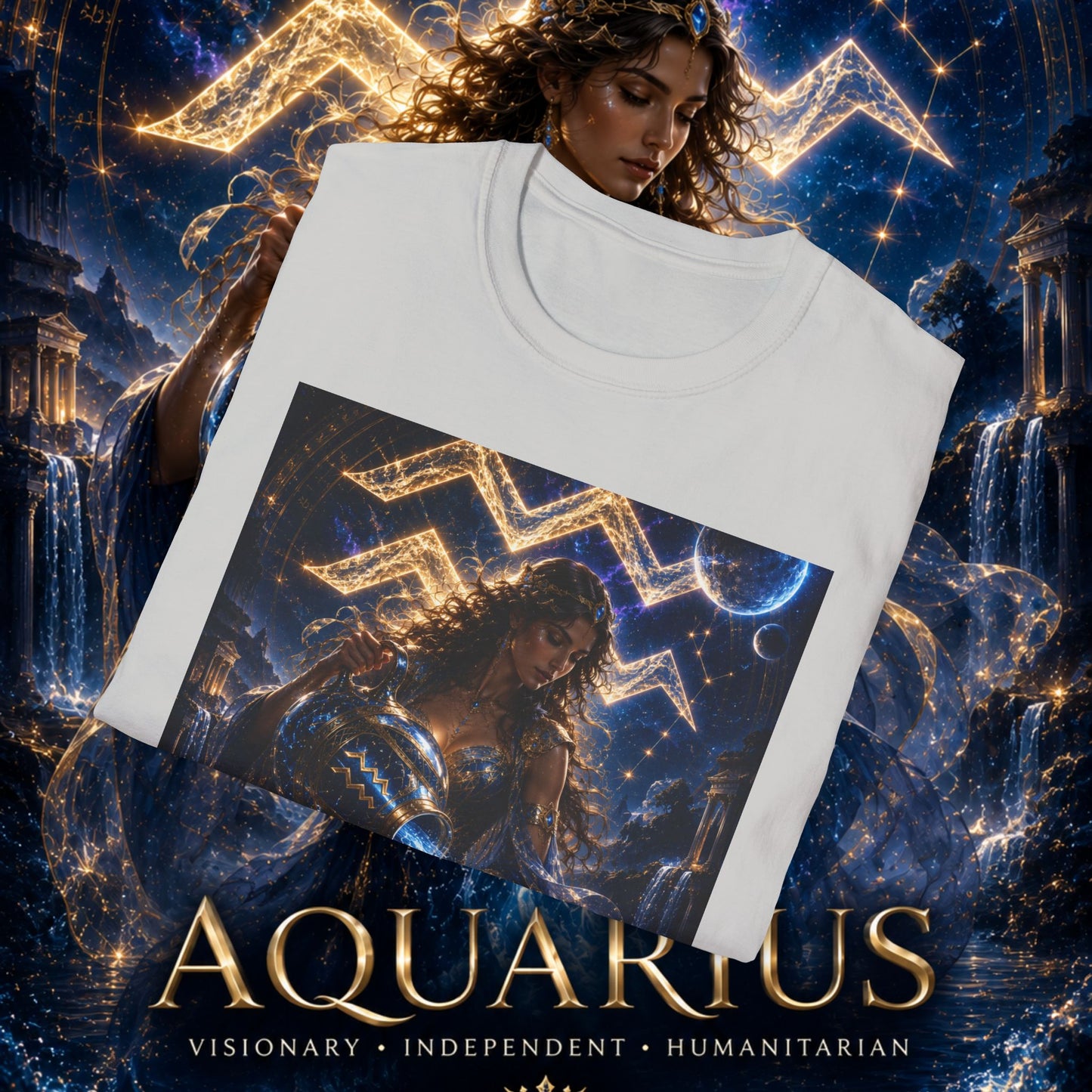 "Camiseta ♒ ACUARIO M– La Visionaria del Cielo y el Agua"