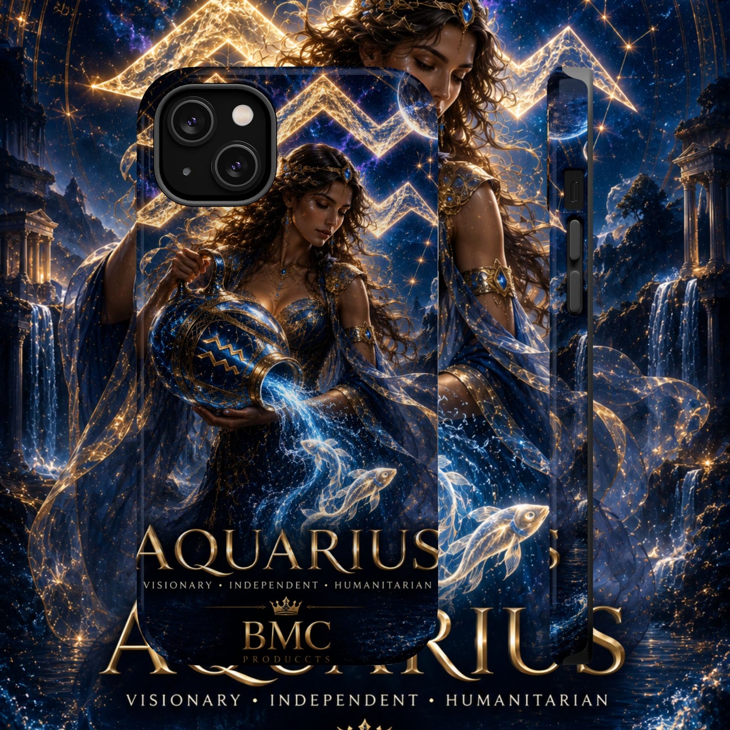 "Funda Magnética Reforzada♒ ACUARIO M– La Visionaria del Cielo y el Agua"