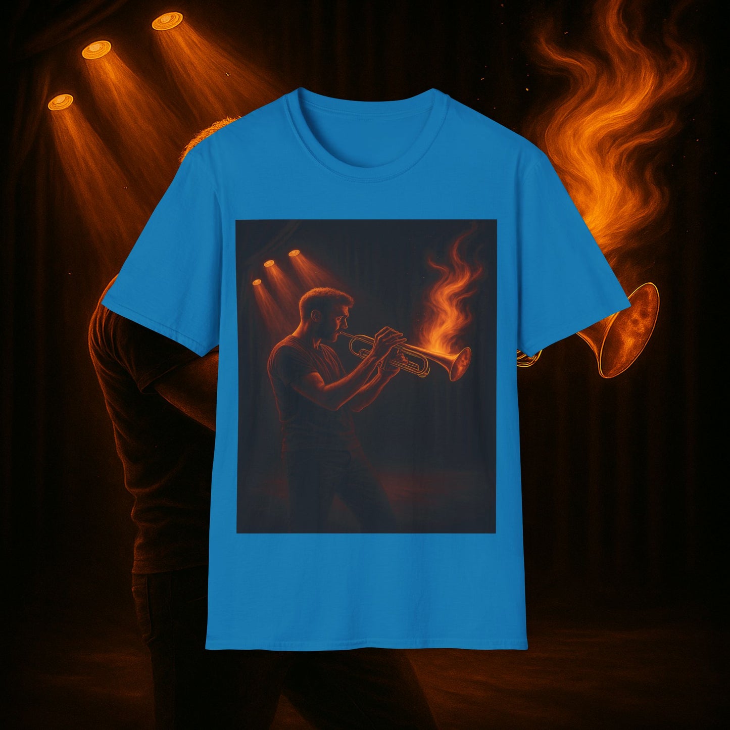 "Camiseta trompeta 🎺🔥Donde hay fuego, hay música.”