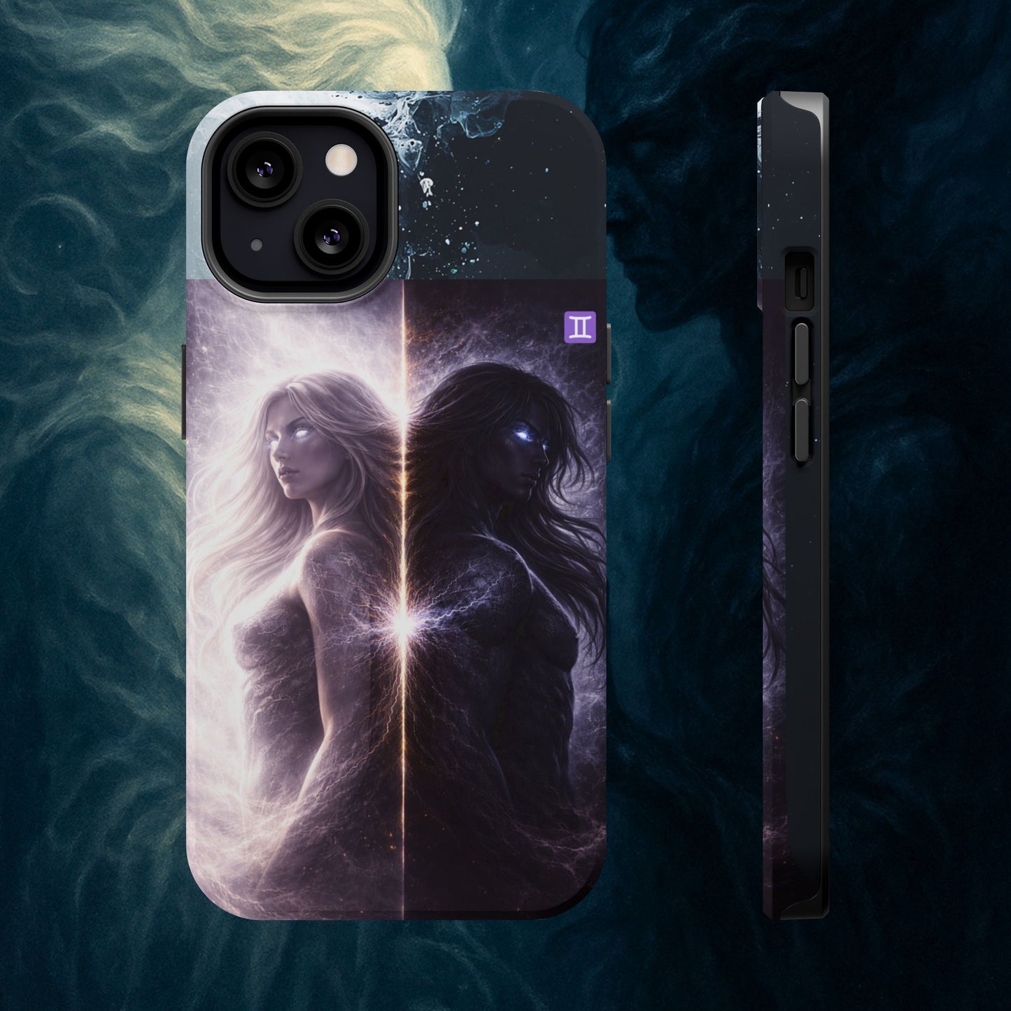"Funda Magnética Reforzada♊ Géminis — Reflejo del alma dividida"